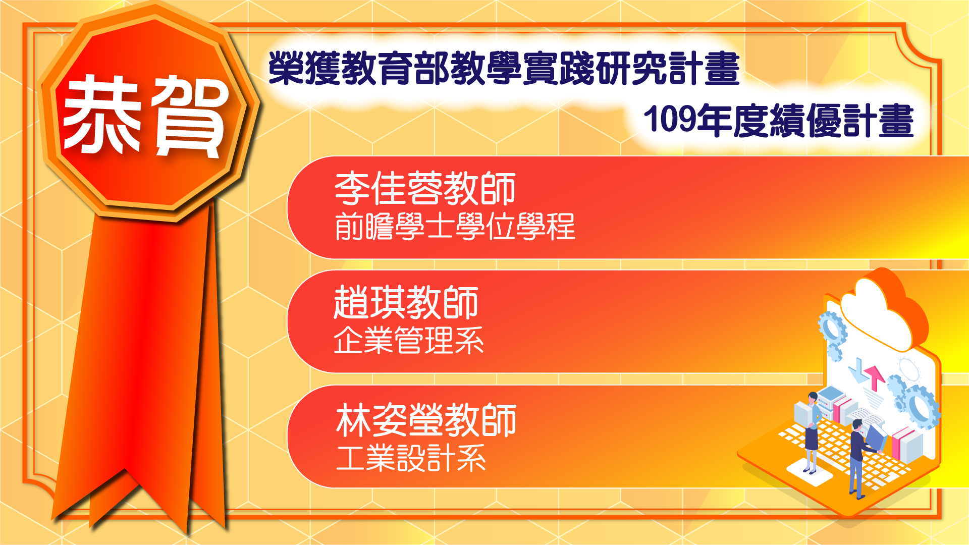 本校教師榮獲教育部109年度教學實踐研究績優計畫